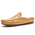 Men's black summer semi-slippers with artificial PU upper and rubber sole
