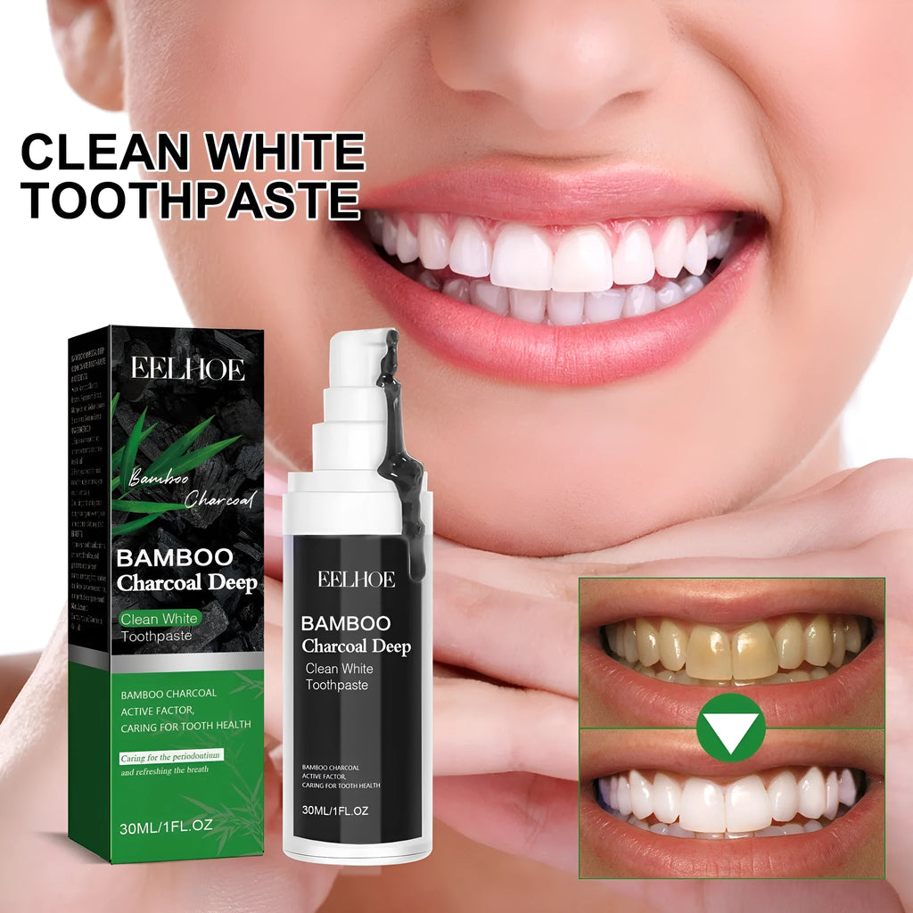 Bamboo charcoal bright white stain removing toothpaste in 30ml tube for teeth whitening