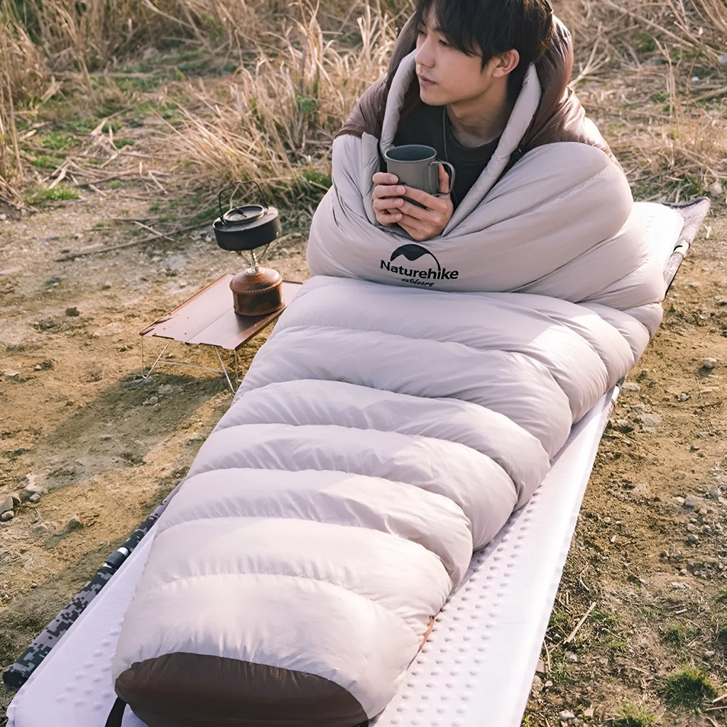 Adult goose down mummy sleeping bag with storage bag for camping