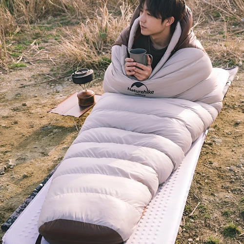 Adult goose down mummy sleeping bag with storage bag for camping