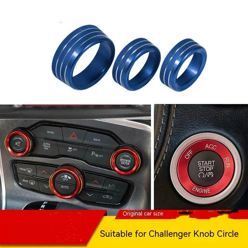 Aluminium alloy decorative ring for Dodge Challenger and Grand Cherokee air conditioning knob in multiple colours