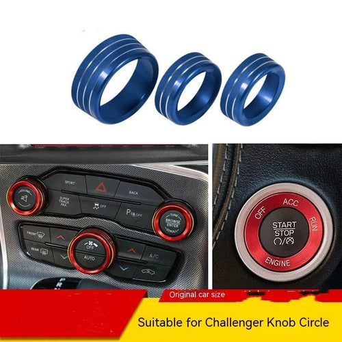 Aluminium alloy decorative ring for Dodge Challenger and Grand Cherokee air conditioning knob in multiple colours