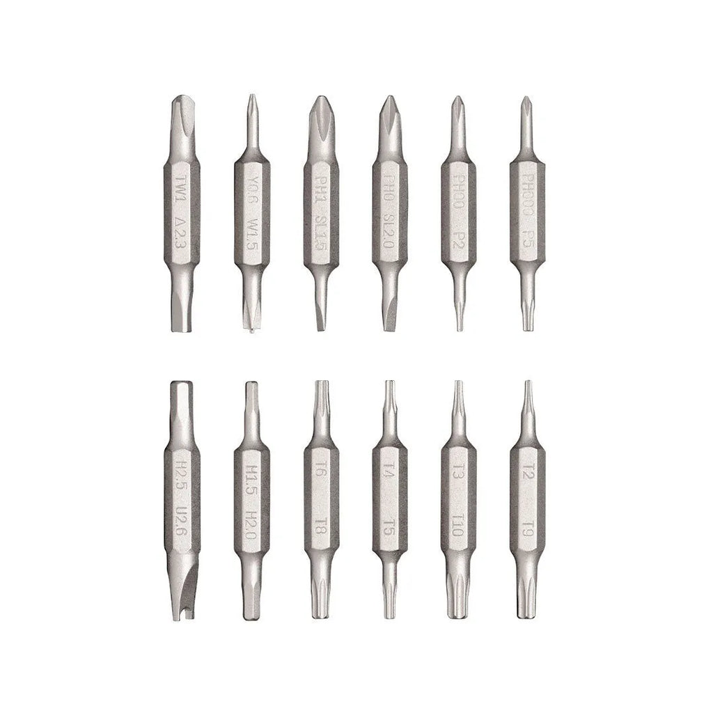 24-in-1 electronics repair screwdriver set with aluminium alloy handle and magnetic bit storage in three colour options