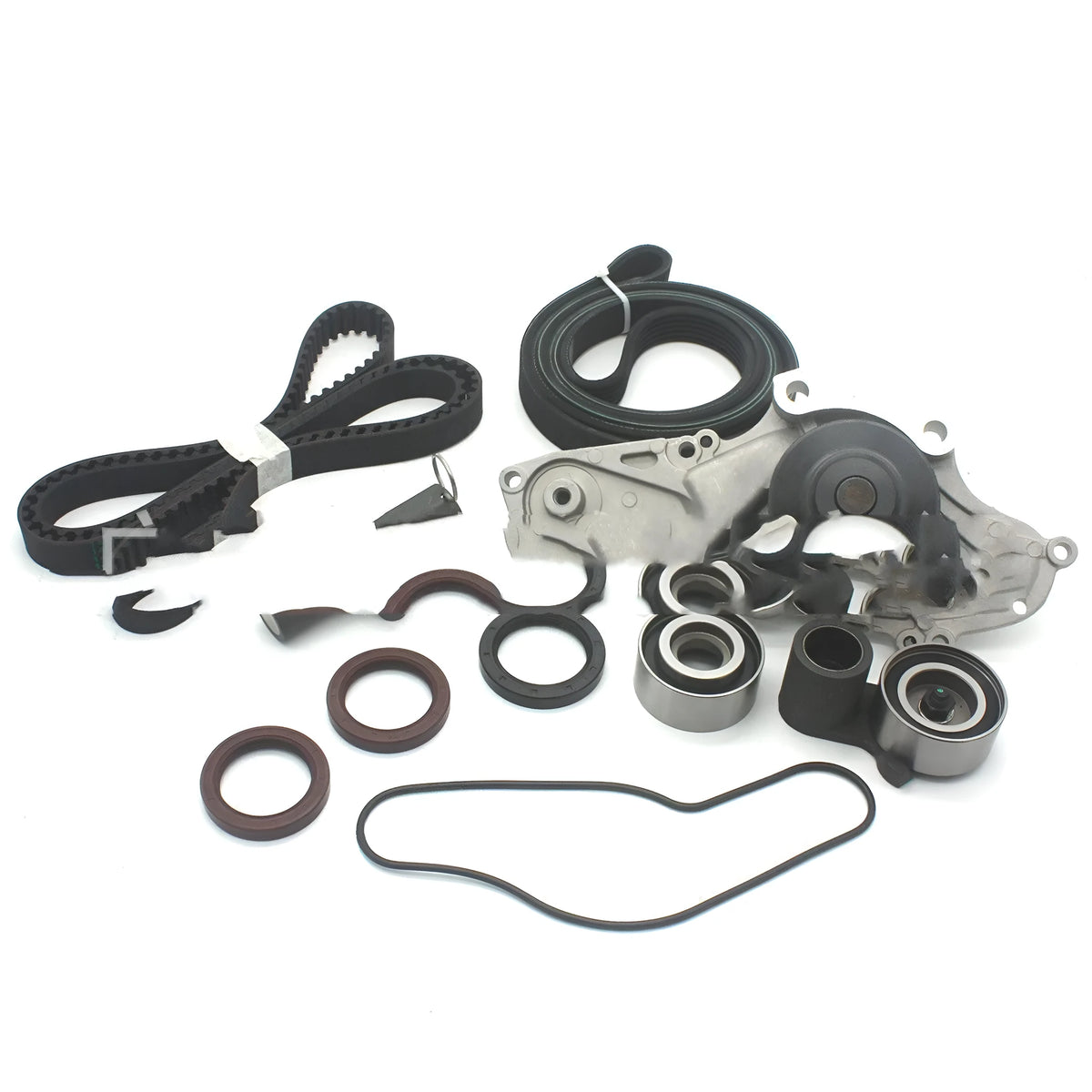 Metal automotive belt and water pump assembly component measuring 28x18x16 cm