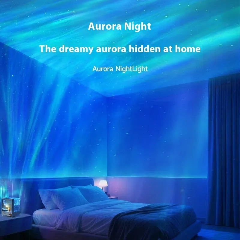 Aurora Treasure Box atmosphere projection lamp showing Star Sea Whale light projection pattern.