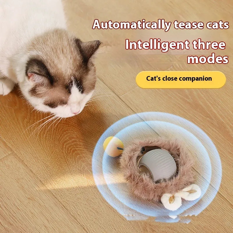 Silicone cat rolling ball toy in three colour options for self-play and feline entertainment