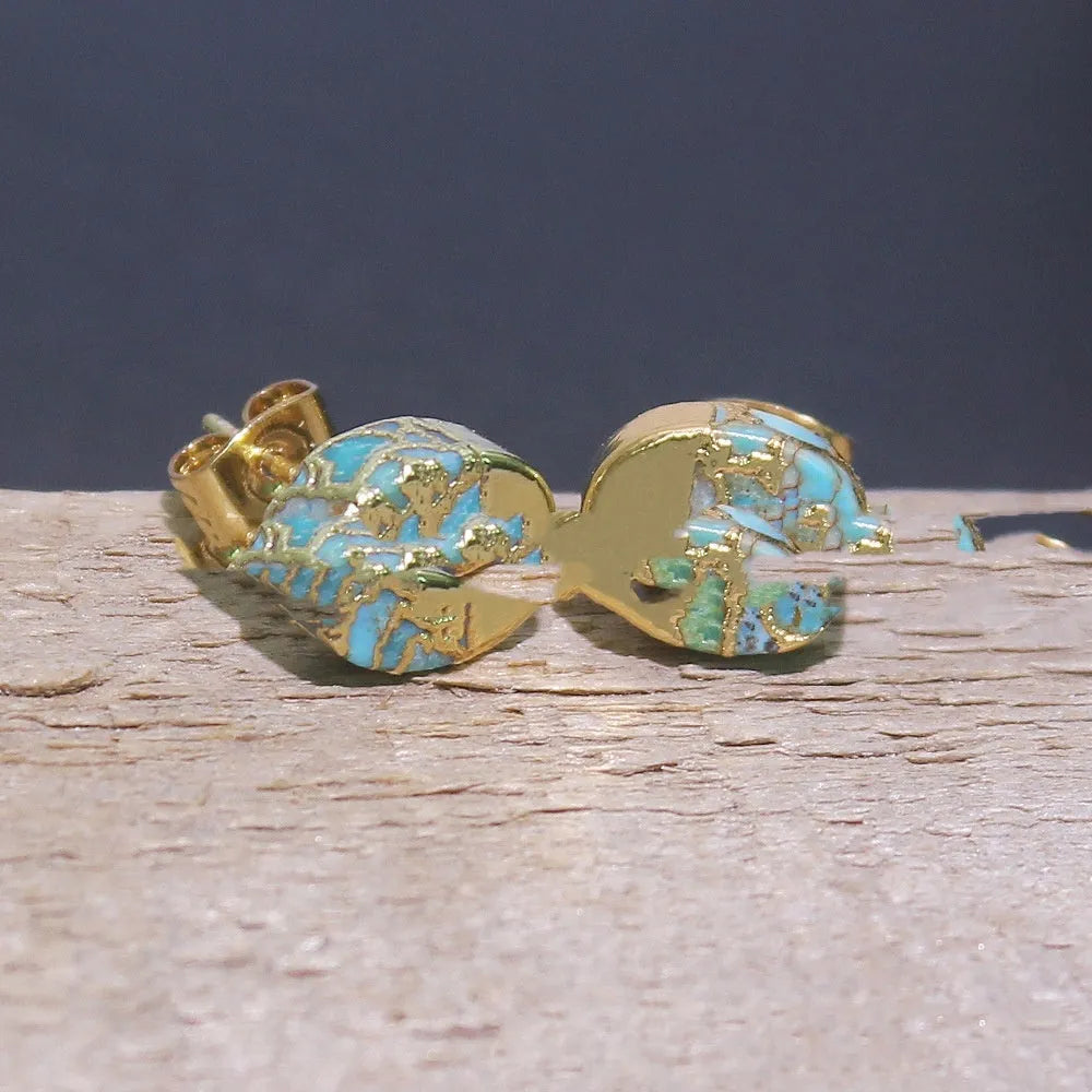 Natural stone bohemian style stud earrings with irregular cut stones in colour ER1031