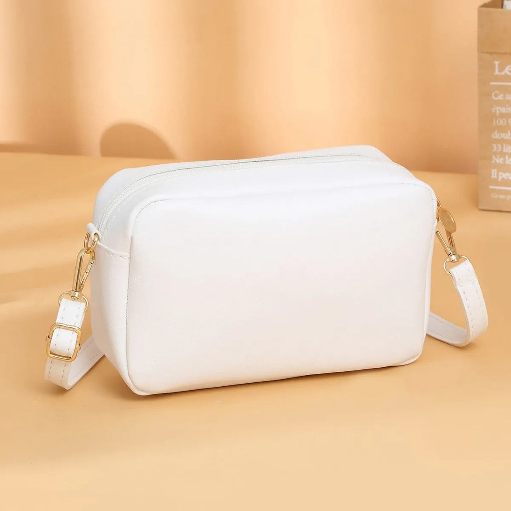 Women's solid colour PU shoulder bag in urban simplicity style with three-dimensional pocket