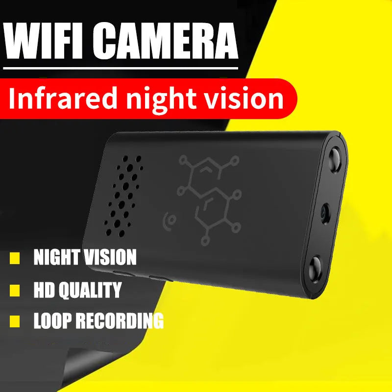 Black indoor WiFi smart security camera with 1080p HD video for baby monitoring