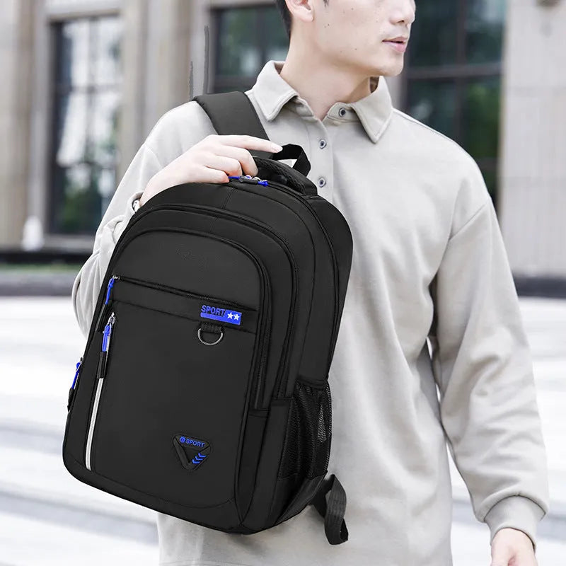 Men's Oxford cloth business computer backpack, 20-35L expandable, 32x14x47cm, black blue orange green