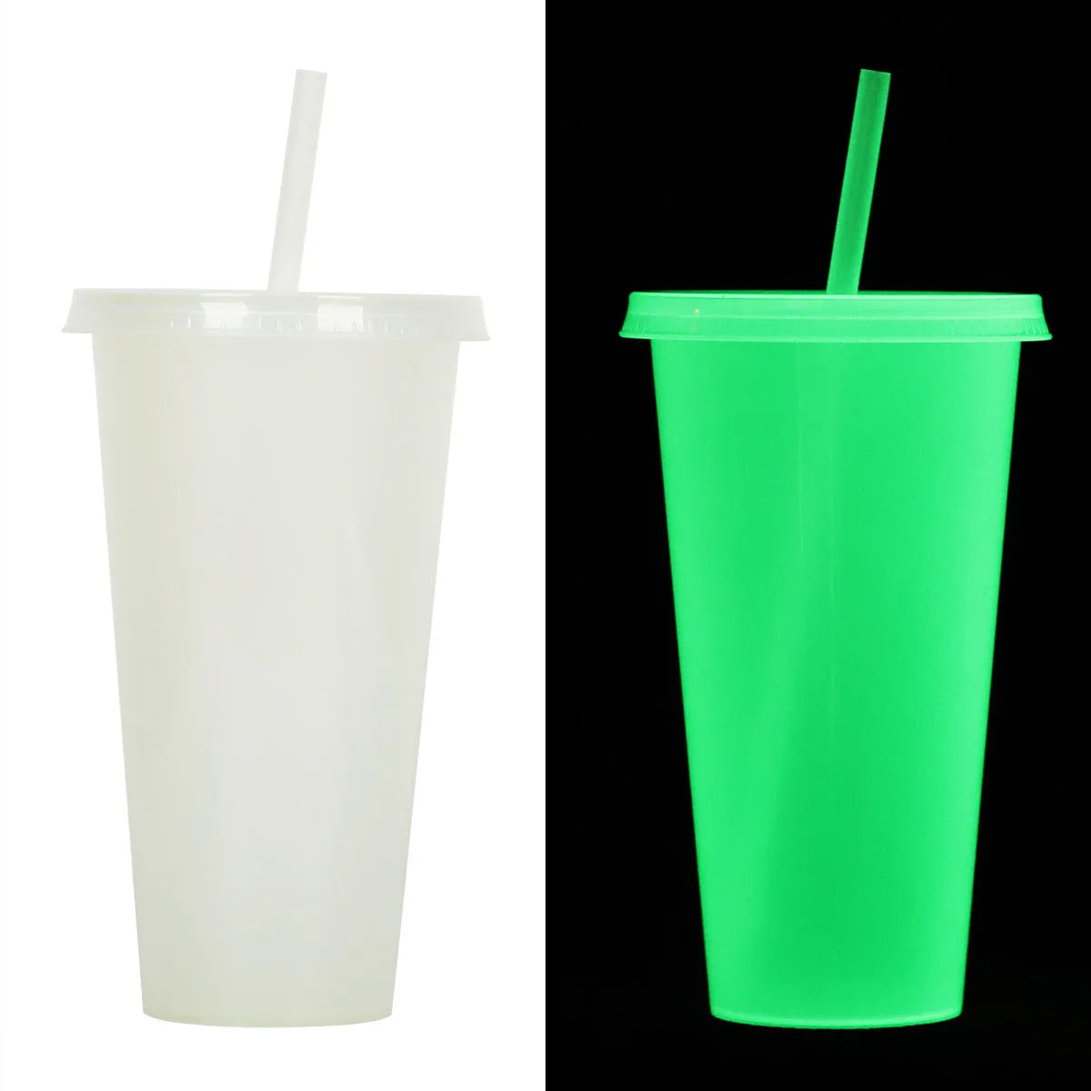 720ml Halloween luminous straw cup in PP plastic with six color options