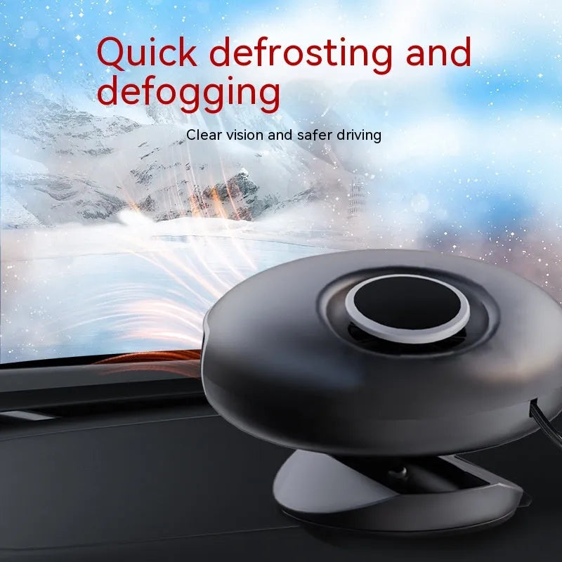 Black ABS plastic car warm air blower heater with power cable for 12V or 24V vehicle defrosting