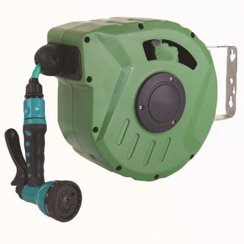 Automatic retractable hose reel with 10m PVC water pipe on water drum bobbin winder for car wash and garden watering