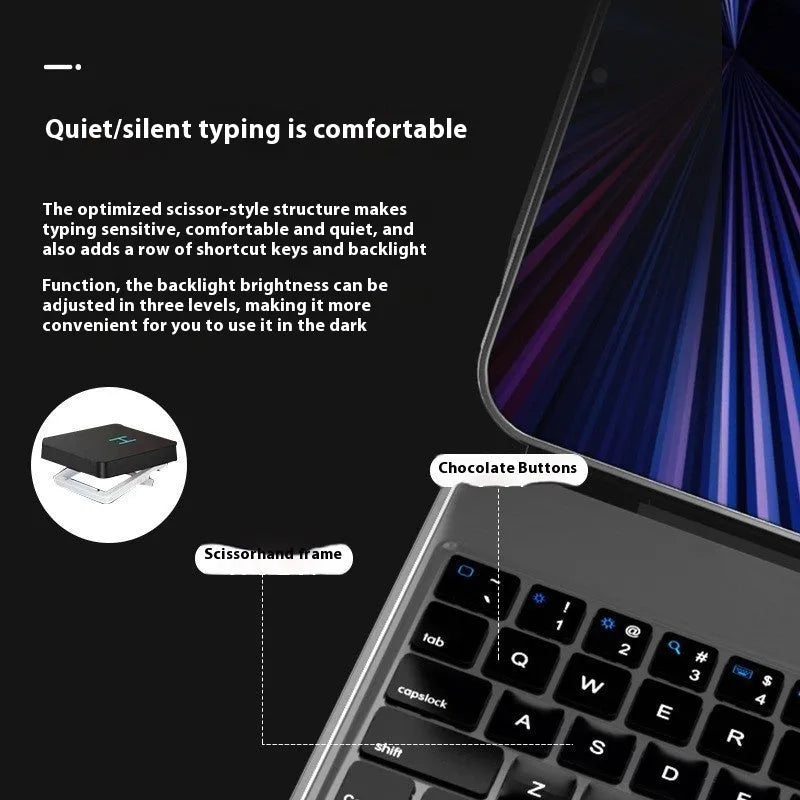 11-inch magnetic Bluetooth keyboard cover with protective sleeve for iPad Pro and iPad Air tablets