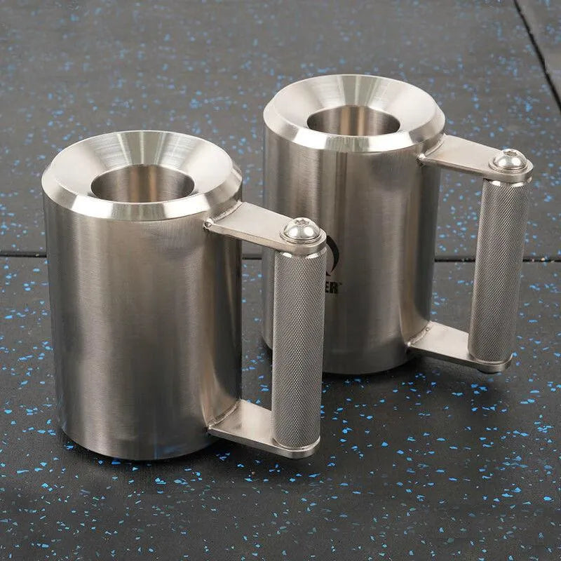 Single silver stainless steel dumbbell cup weight, 8kg, for adjustable fitness equipment.