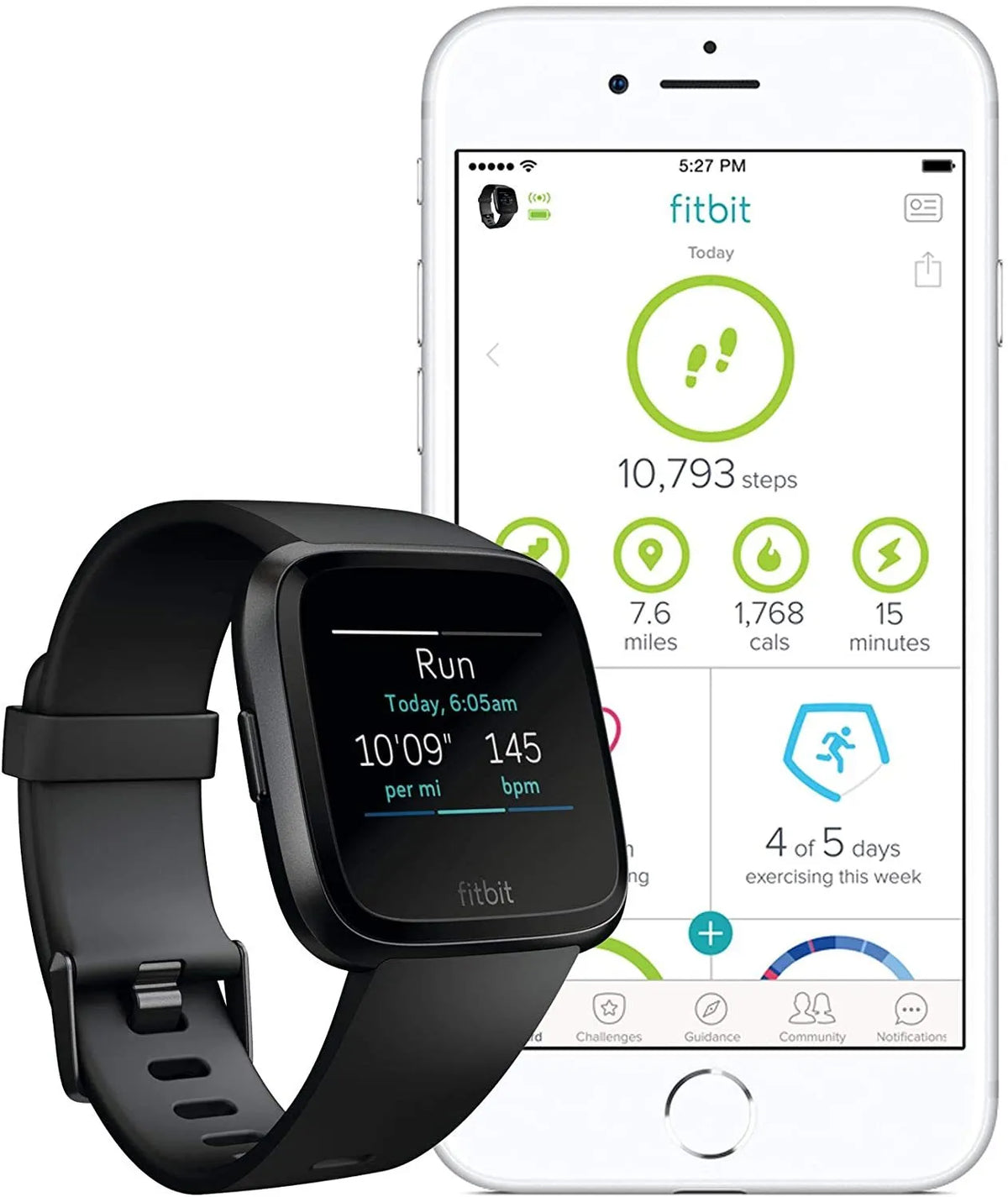Black smart watch with heart rate monitoring on a silicone wrist strap, showing a 1.4-inch display.