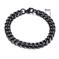 Gold six-sided geometric Cuban link metal bracelet on wrist, showing textured chain design.