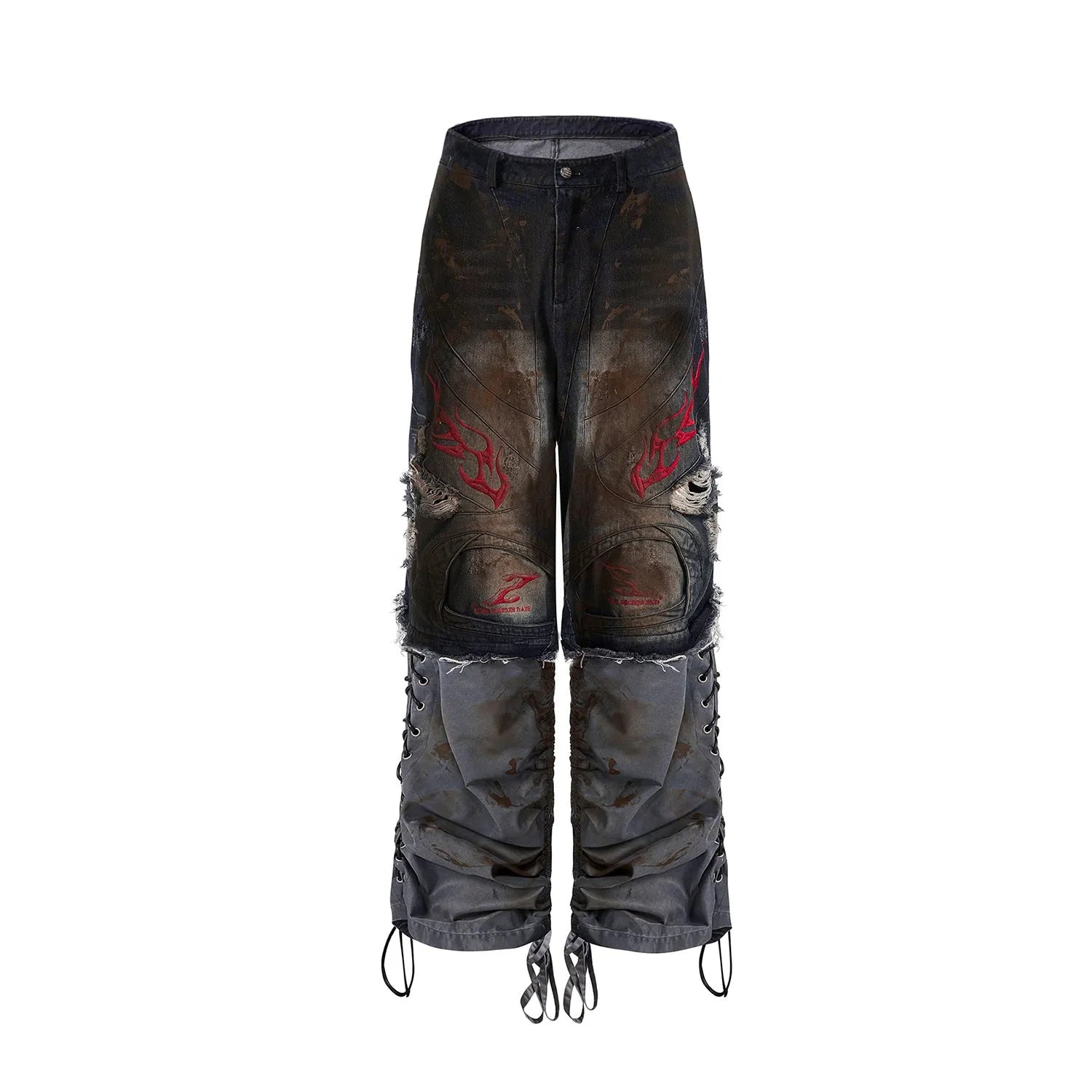 Men's retro wide leg jeans with detachable trousers legs in picture colour denim