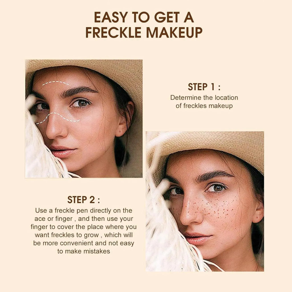 Dark brown freckle pen with precision tip for applying natural-looking waterproof fake freckles