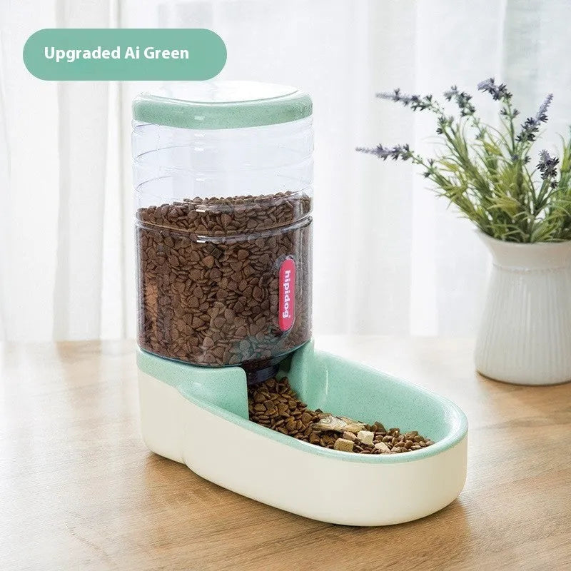 Automatic pet drinker feeder with 3.8L capacity in blue, green, grey, or pink colours