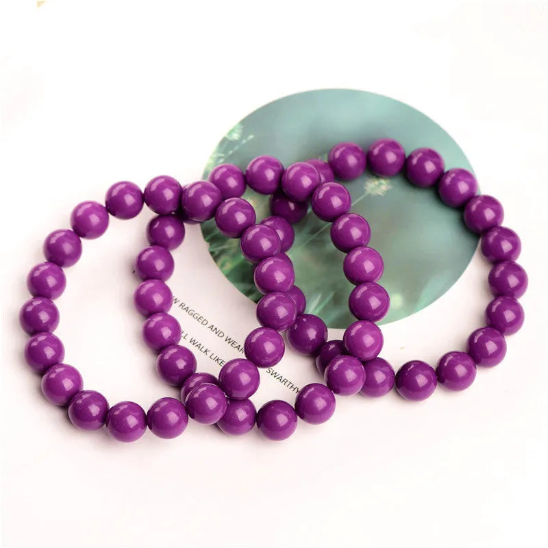 Jiuya purple mica crystal bracelet with polished stones in original design