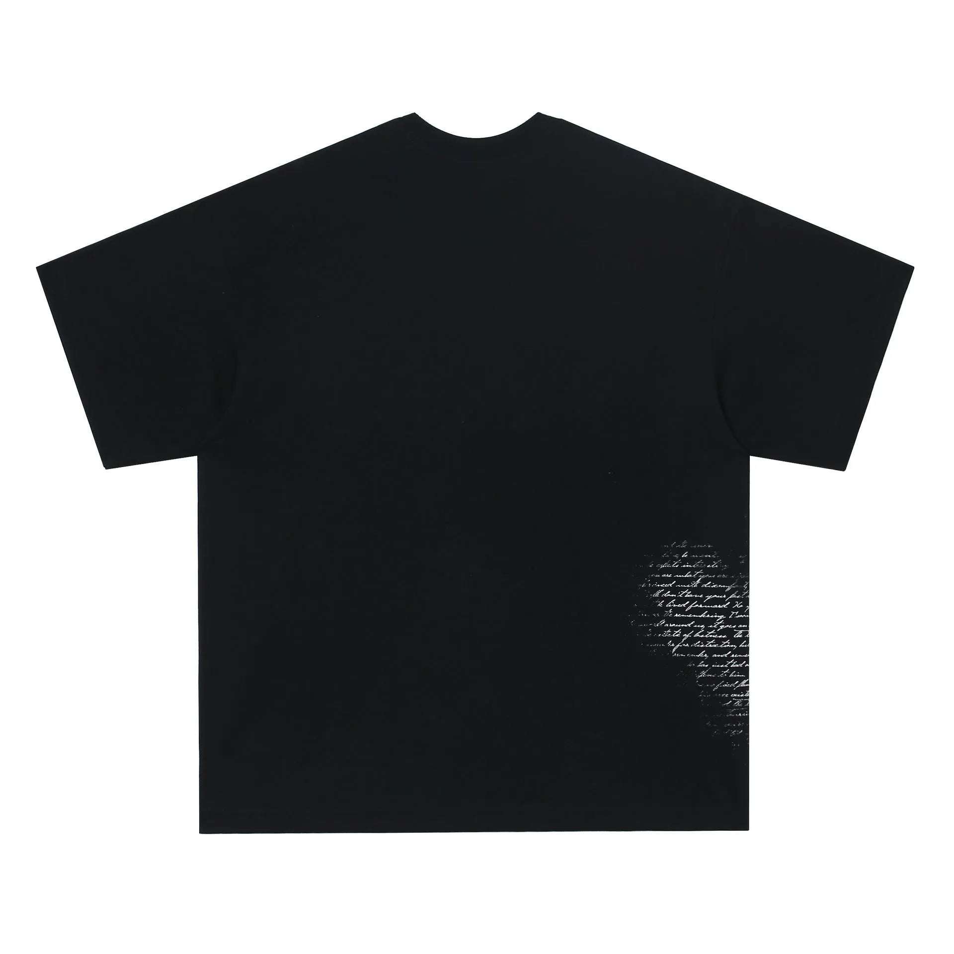 Men's black pure cotton T-shirt with white retro hip hop gothic letter print, short sleeves.