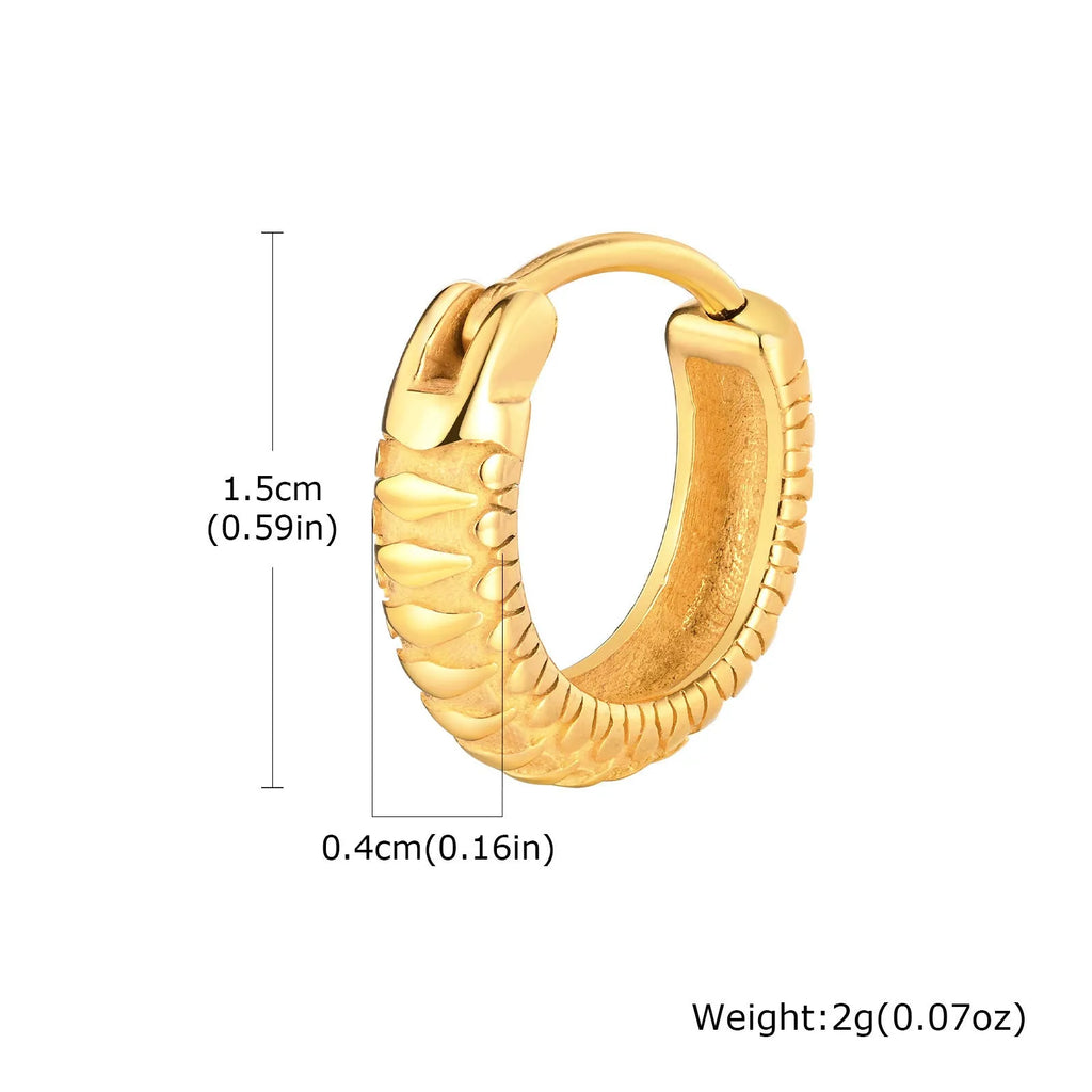 Stainless steel snake pattern earrings for men in black and gold options
