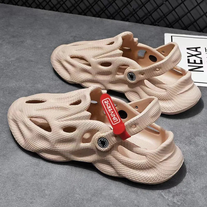 EVA foam coconut slippers in black, grey, khaki, and white colours with closed toe design for beach and home use