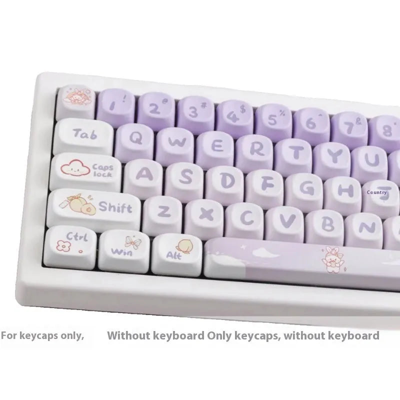 PBT gradient purple keycap set with rabbit artwork for mechanical keyboards