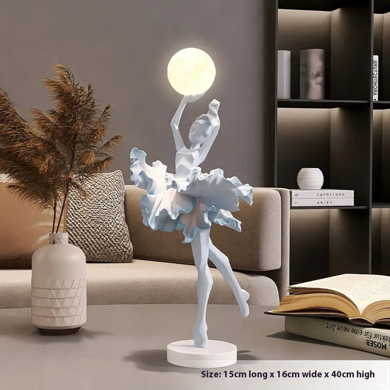 Art girl atmosphere small night lamp in black gold, white, pink, or light blue colour with USB charging