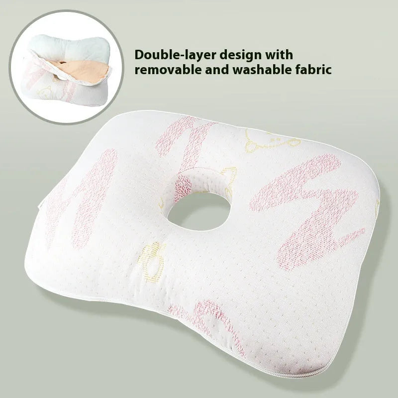 Beauty salon single hole ear pillow for face down treatments, shown in a colour option with detachable cover.
