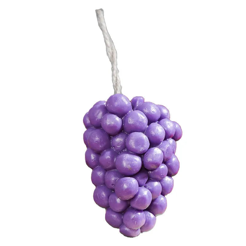 Purple and green grape handmade soap bar with grape cluster design, 80g weight