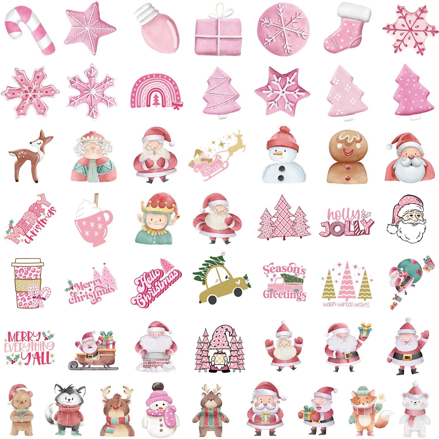 50 Christmas waterproof stickers in cute TQ50-0376 design for cars, phones, computers
