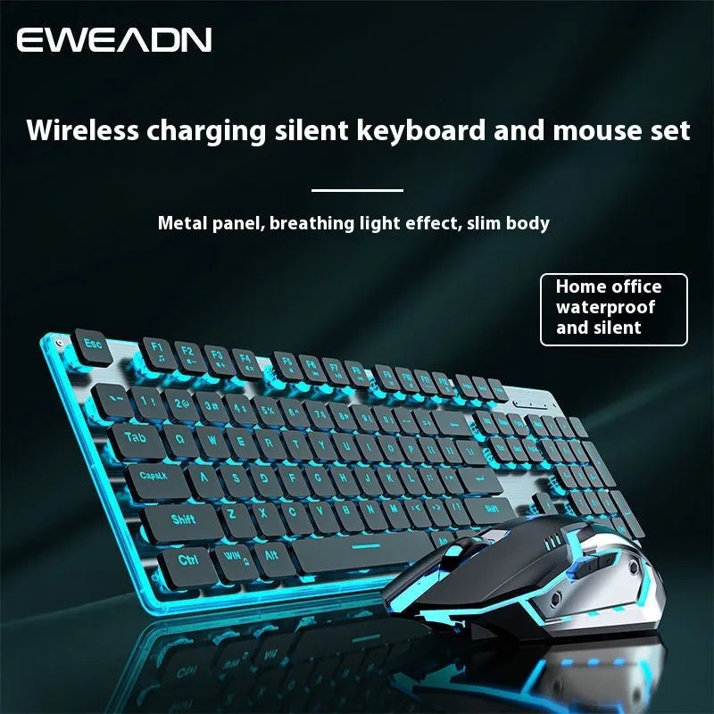 Wireless Bluetooth keyboard with mute button in compact 440mm design