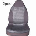 Black quilted car seat cover made from PU and polyester fabric with plastic installation hooks.