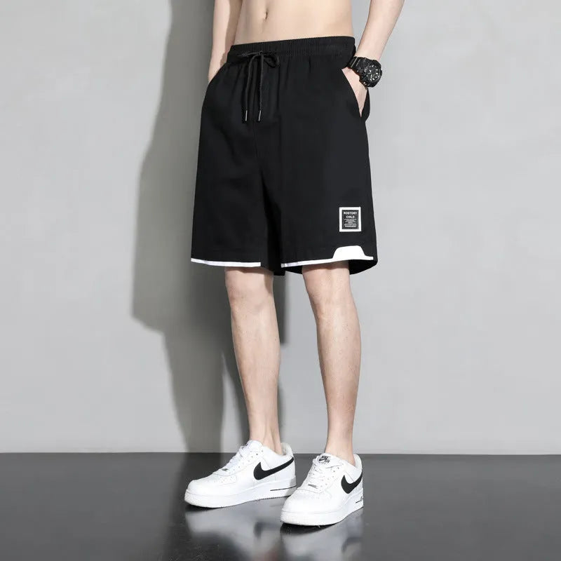 Boy's cotton shorts in black, khaki, or white, shown in Japanese plus sizes.