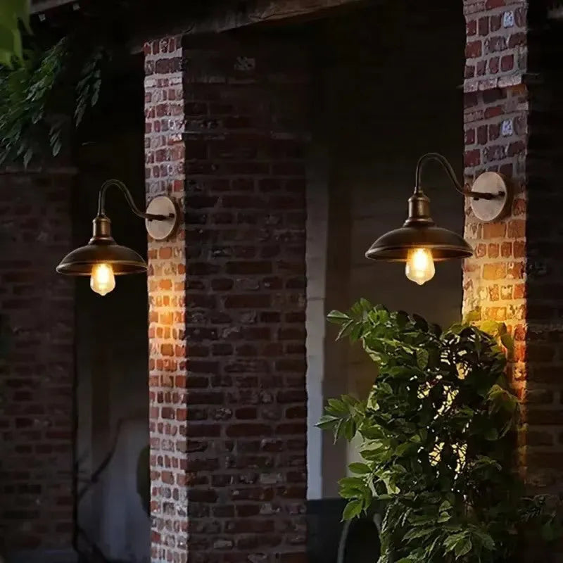 Retro-style villa courtyard wall lamp in silver finish with adjustable bevel mounting angle