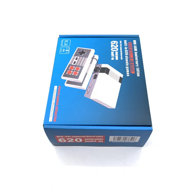 NES retro game console with two controllers measuring 18.3cm long in ABS plastic housing