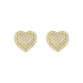 Gold heart-shaped stud earrings with moissanite stones on S925 silver