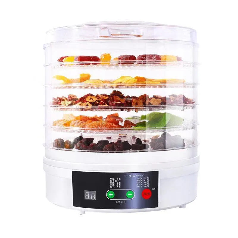 Five-layer household fruit dehydrator food dryer with multiple drying trays and adjustable temperature control