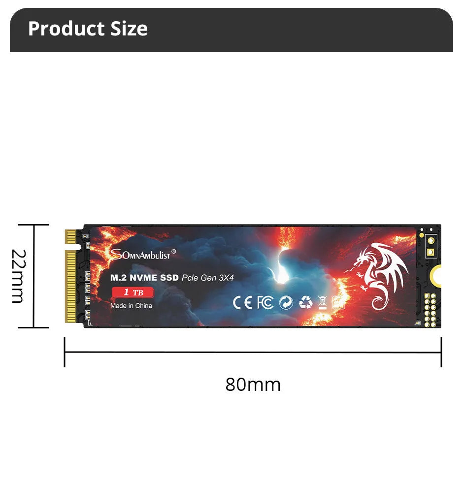 M.2 Solid State Drive for desktop computers with SATA 3.0 interface and capacity options