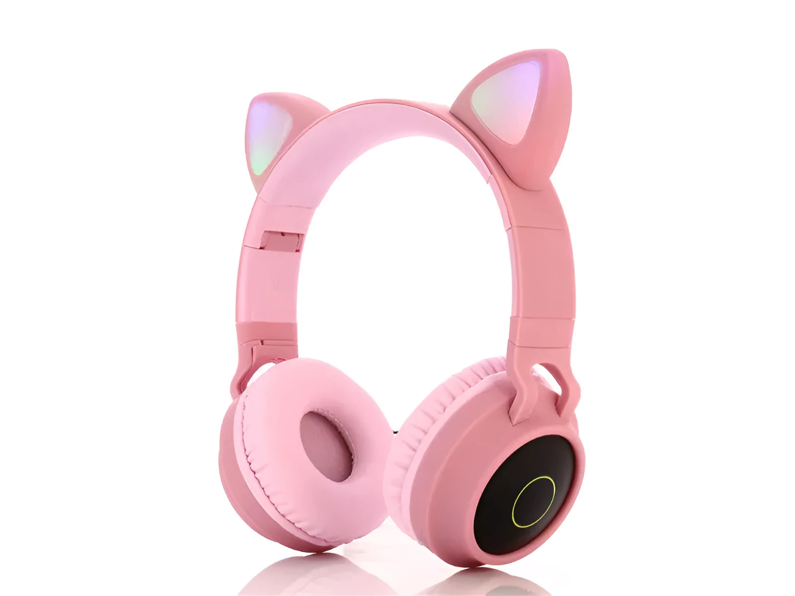 Cartoon cat ear wireless Bluetooth gaming headset in pink, light blue, purple, skin tone or green colours