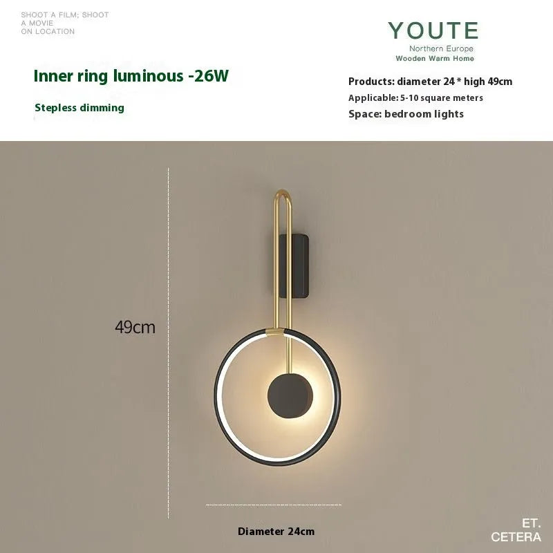 Nordic LED bedside lamp with acrylic ball, available in white or black, ≤36V, for bedroom or living room wall lighting