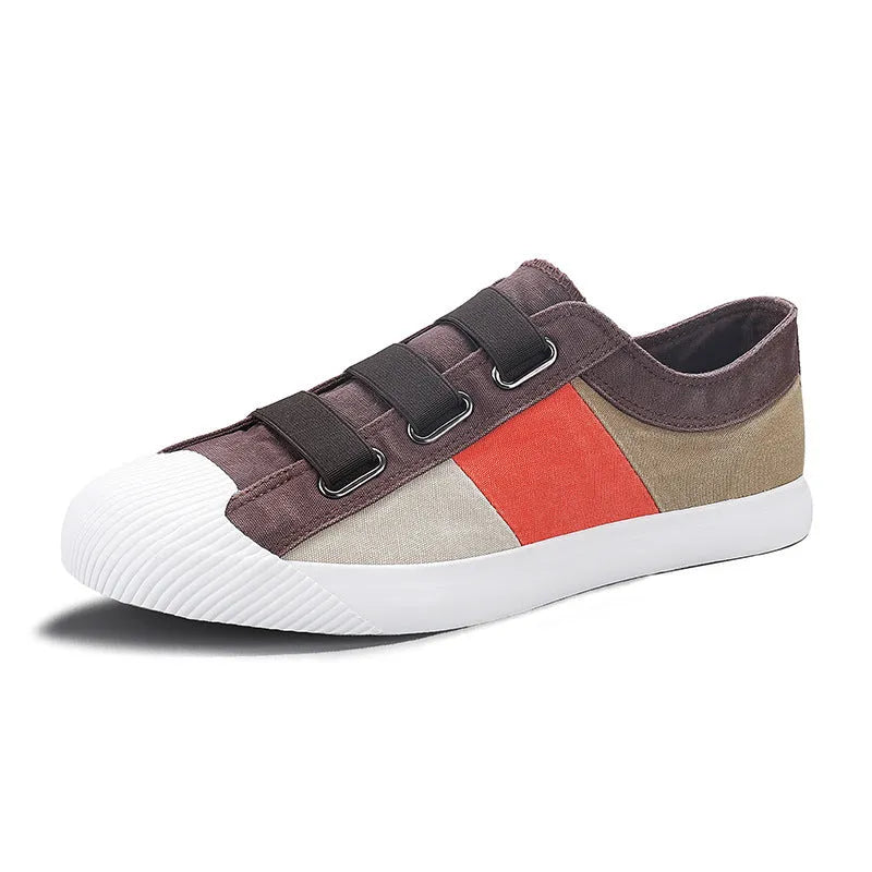 Men's low-top canvas sneakers with elastic band and round toe in multiple colour options