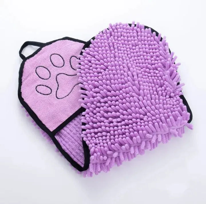 Pet bath robe towel in blue colour showing 62x23cm size for dog and cat drying