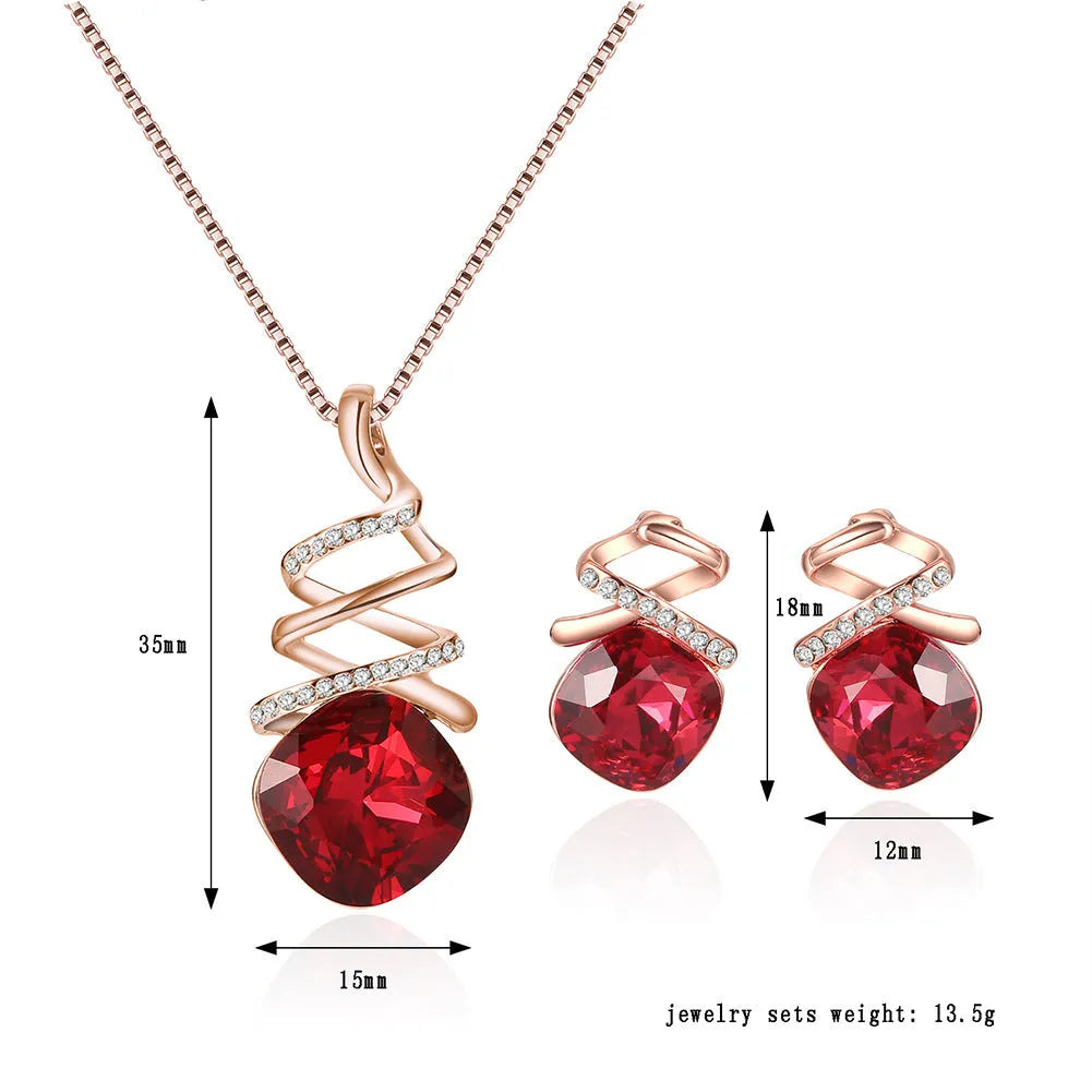 Women's alloy jewellery set with adjustable necklace and matching earrings featuring water wave chain design