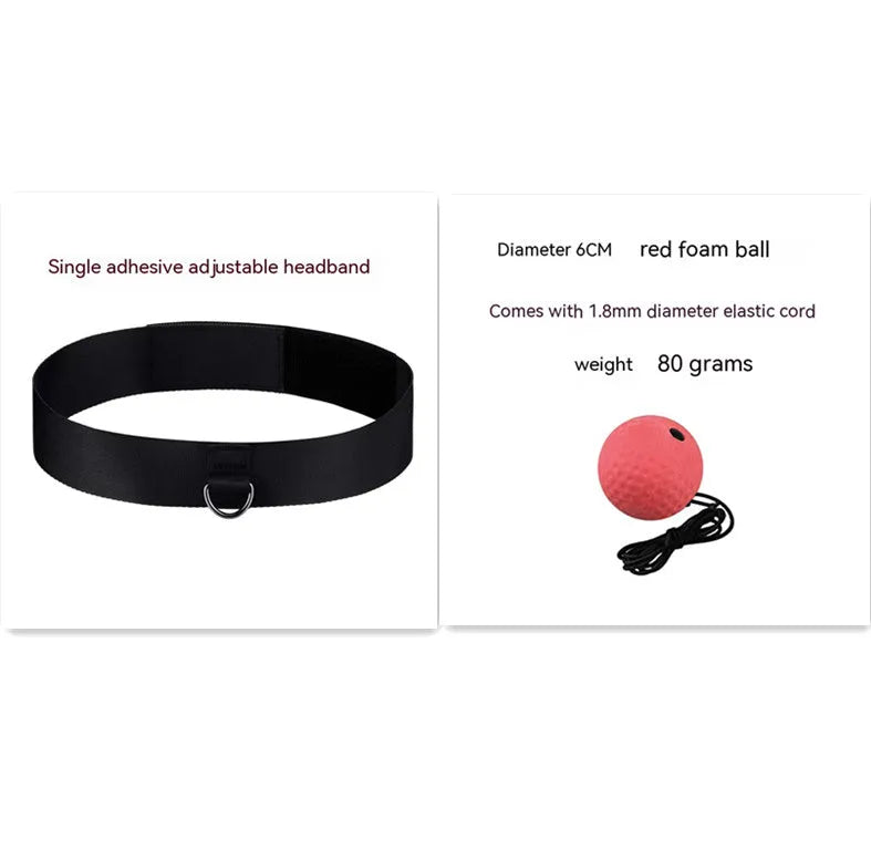 Head-mounted boxing reaction ball with adjustable headband and multiple ball options