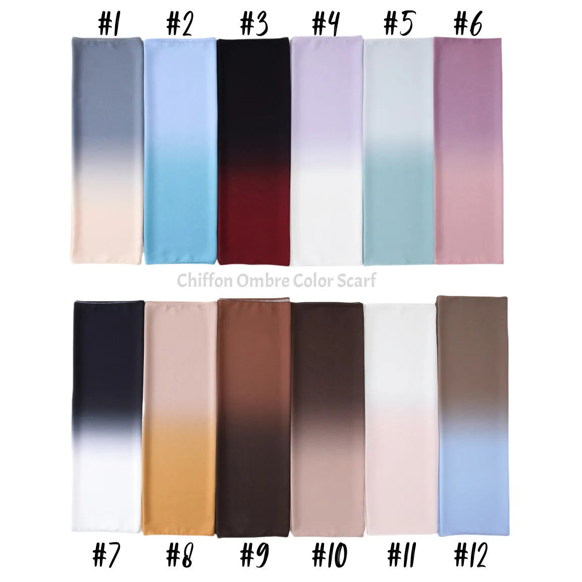 Women's long chiffon summer scarf in solid colour showing lightweight drape and 175cm length