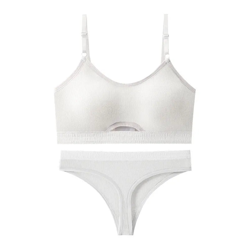 Beauty back contrast colour sports underwear vest set with underwired tube top and chest pads
