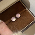 Chinese style chalcedony stud earrings in three colours with round egg surface design